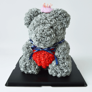 rose teddy bear with crown